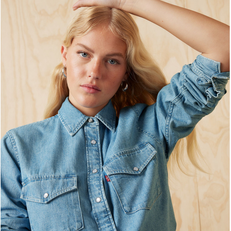 chemise femme  levi's iconic western light indigo -