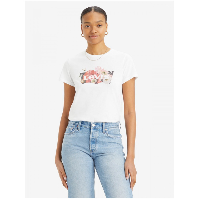 t-shirt femme  levis the perfect tee floral bw fill