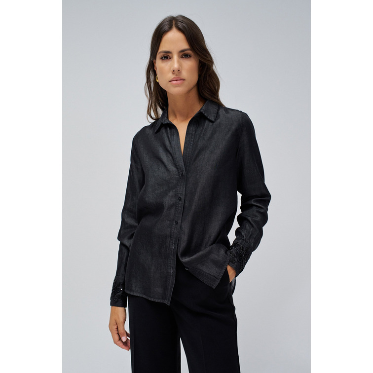 chemise femme  salsa denim black shirt