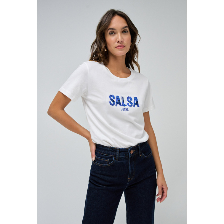 t-shirt femme  salsa t-shirt with embroidered brand