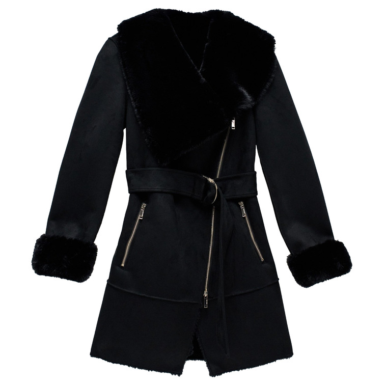 manteau femme  salsa long shearling coat