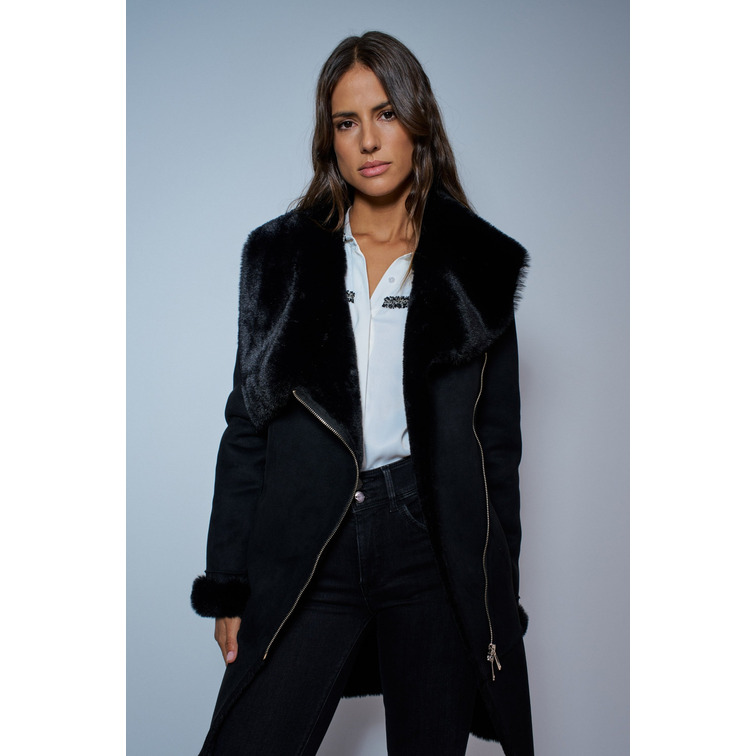 manteau femme  salsa long shearling coat