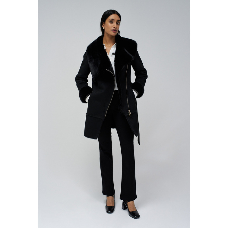 manteau femme  salsa long shearling coat