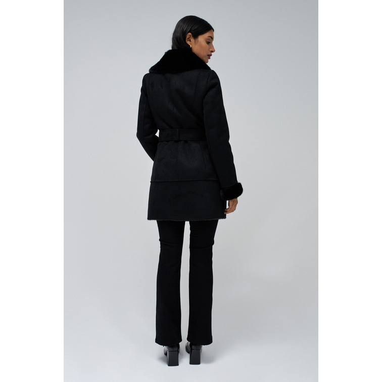 manteau femme  salsa long shearling coat