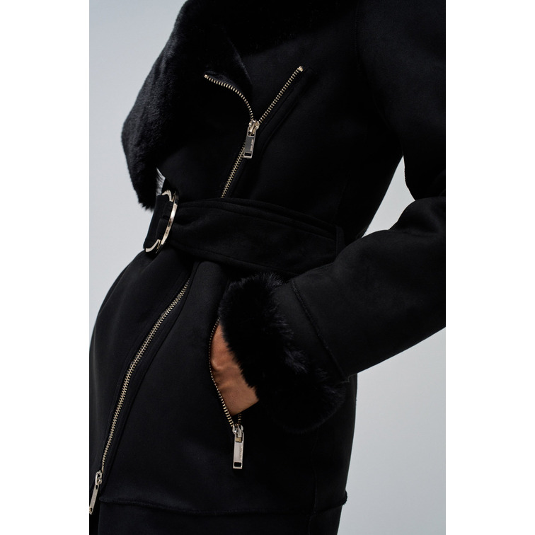 manteau femme  salsa long shearling coat