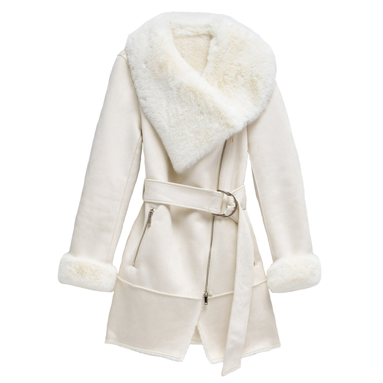 manteau femme  salsa long shearling coat