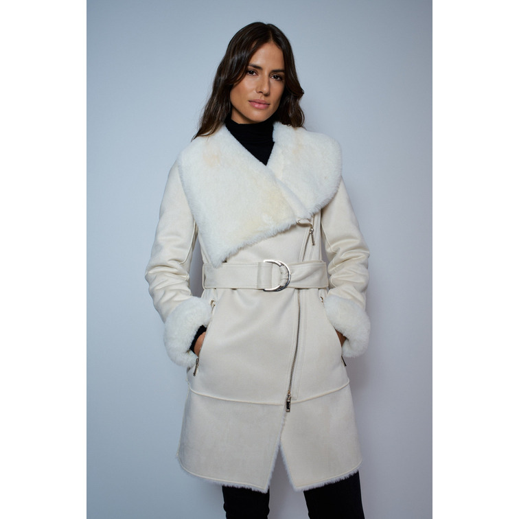 manteau femme  salsa long shearling coat