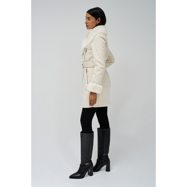 manteau femme  salsa long shearling coat