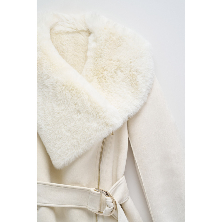 manteau femme  salsa long shearling coat