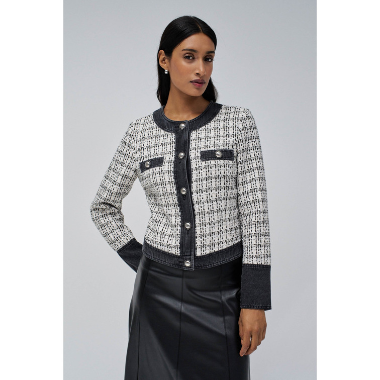 manteau femme  salsa tweed coat with denim