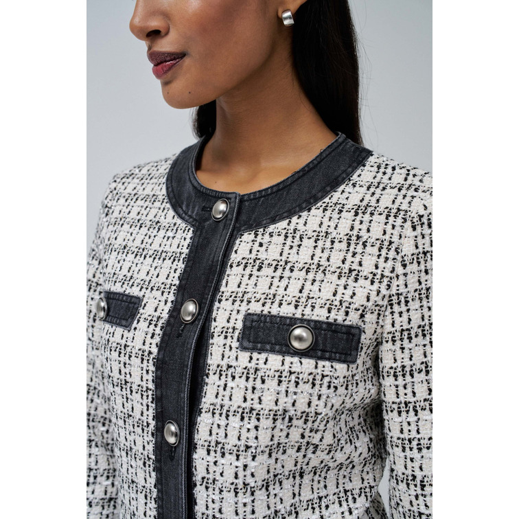 manteau femme  salsa tweed coat with denim