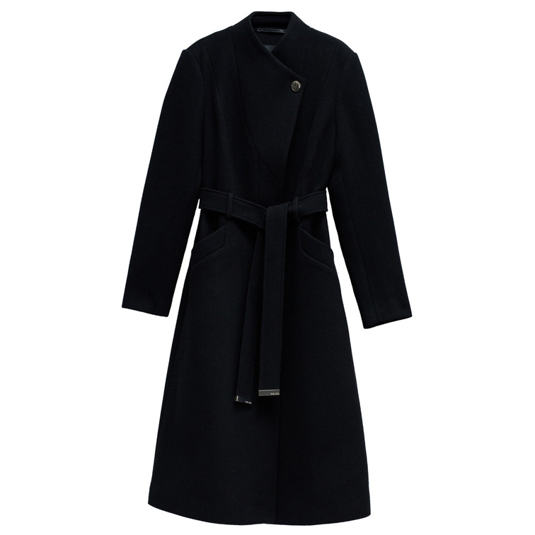 manteau femme  salsa long wool peacoat with belt