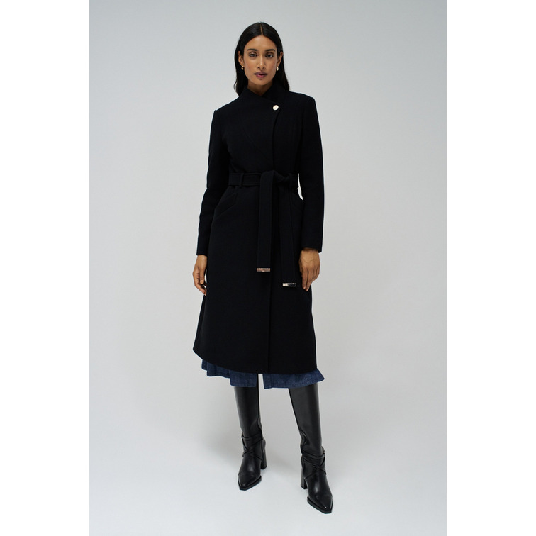 manteau femme  salsa long wool peacoat with belt