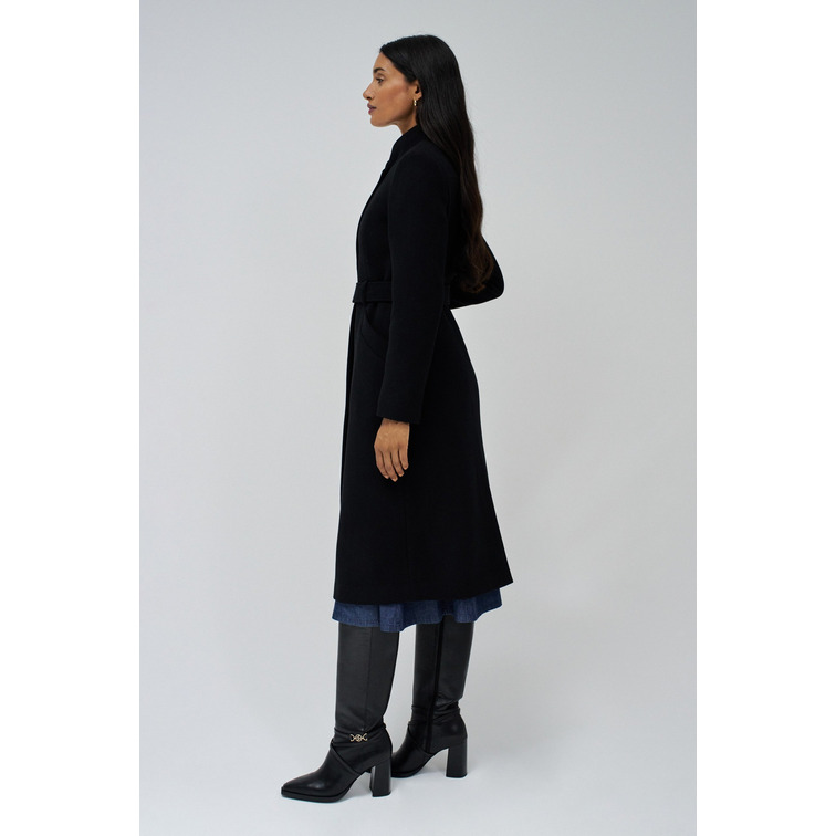 manteau femme  salsa long wool peacoat with belt