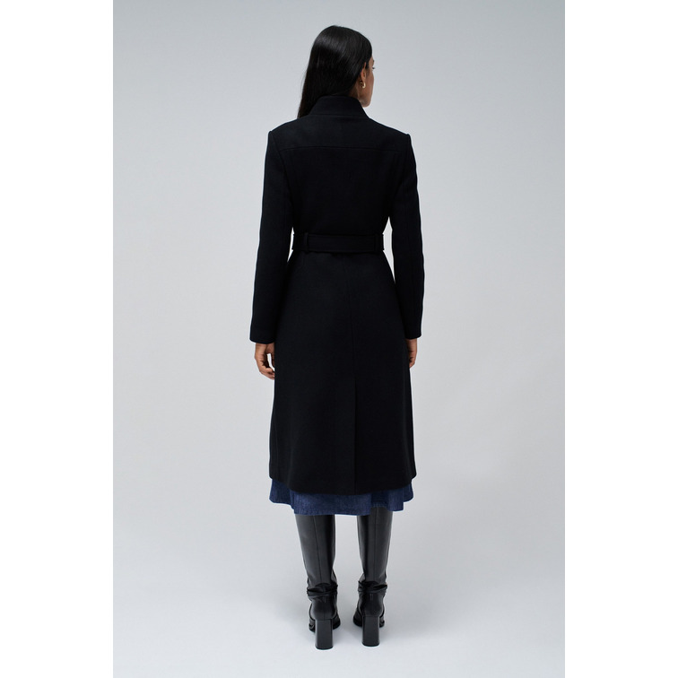 manteau femme  salsa long wool peacoat with belt