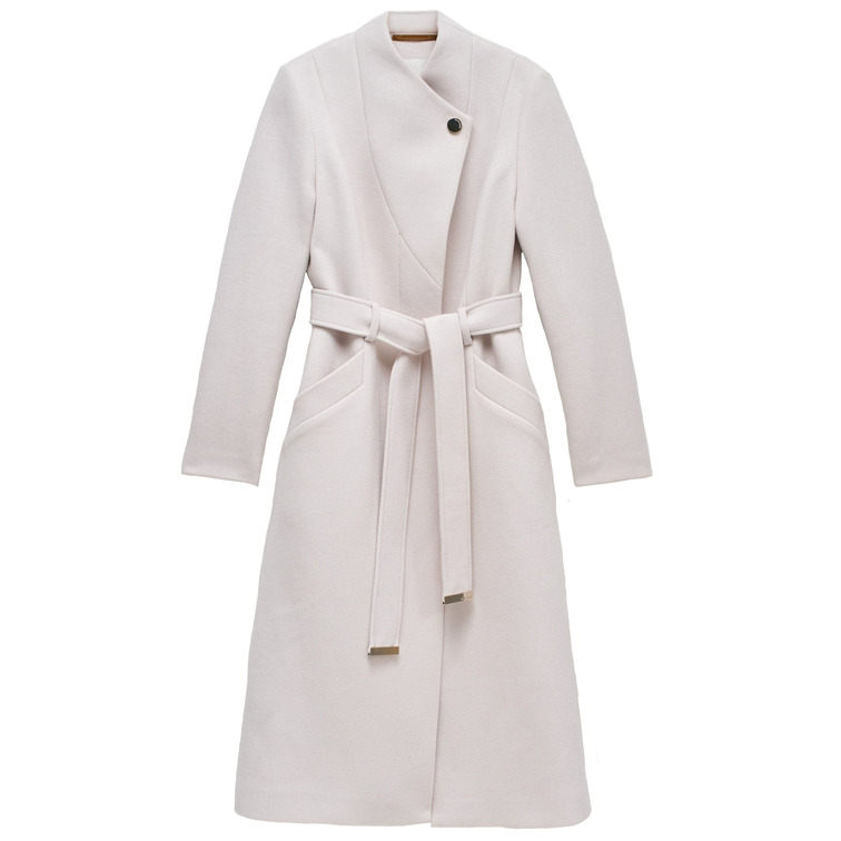 manteau femme  salsa long wool peacoat with belt