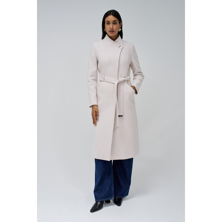 manteau femme  salsa long wool peacoat with belt