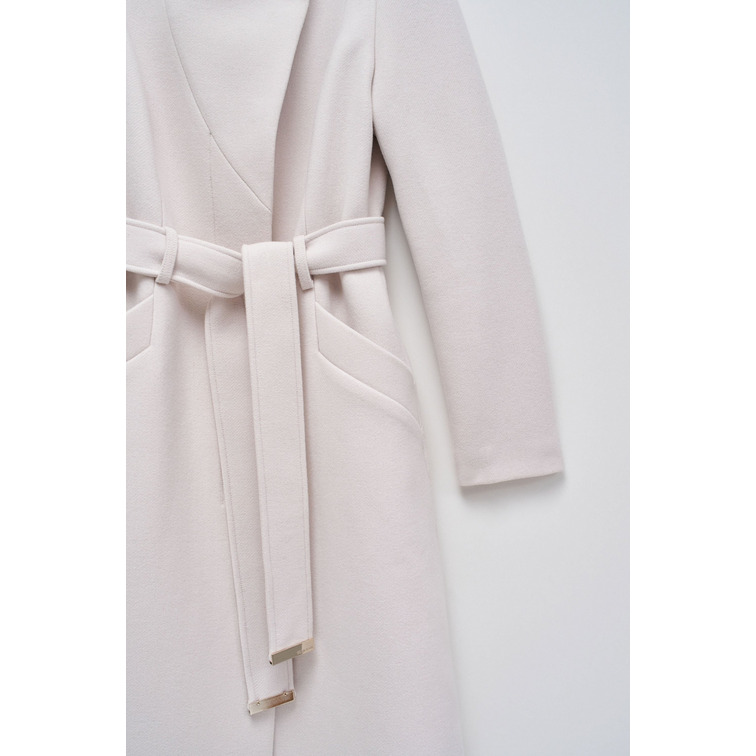 manteau femme  salsa long wool peacoat with belt