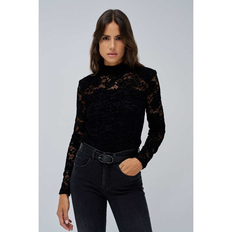 maillot femme  salsa lace sweater with mock neck