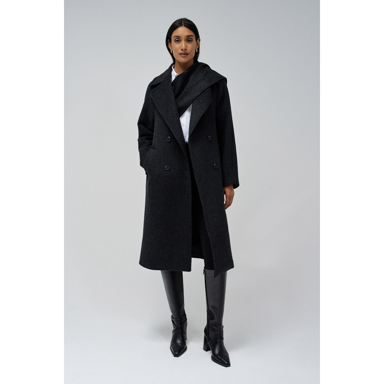 manteau femme  salsa scarf effect wool coat