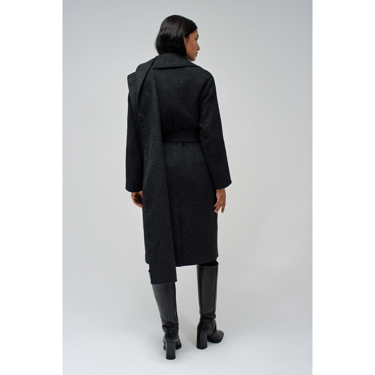 manteau femme  salsa scarf effect wool coat