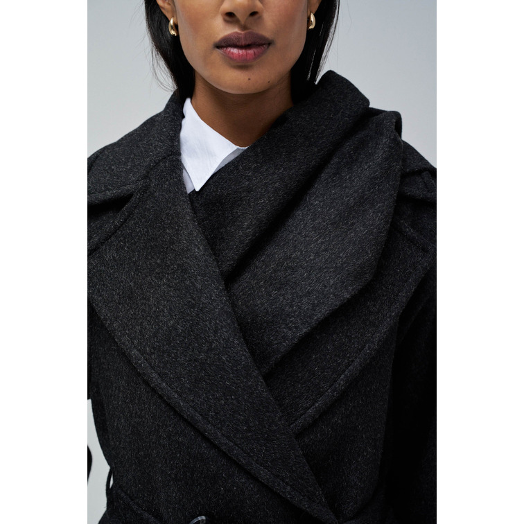 manteau femme  salsa scarf effect wool coat