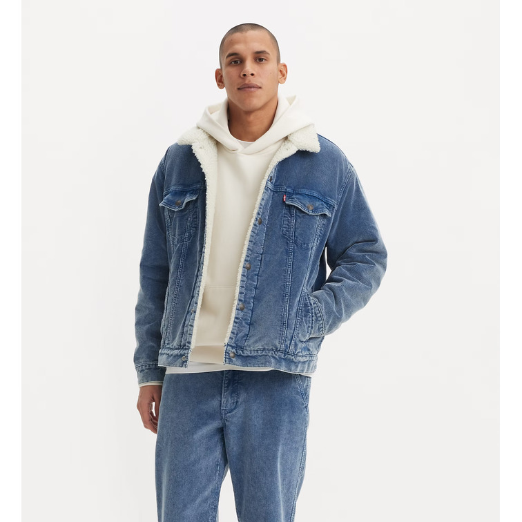 cazadora homme  levis relaxed fit sherpa trkr blue s