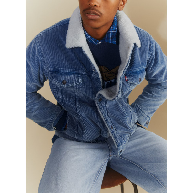 cazadora homme  levis relaxed fit sherpa trkr blue s