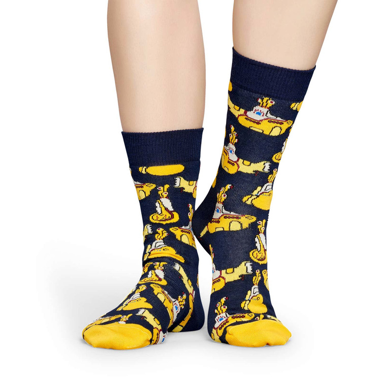  happy yellow submarine sock