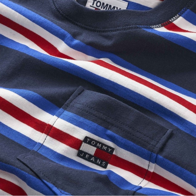 t-shirt homme  th tjm reg flag stripe tee