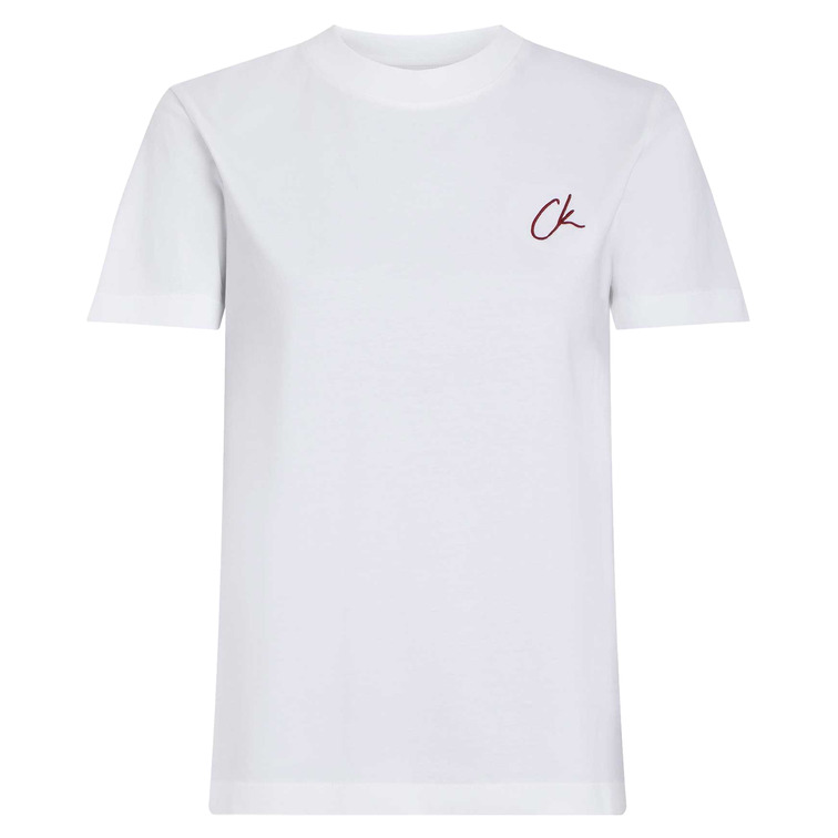 t-shirt femme  ck embroidered ck regular tee