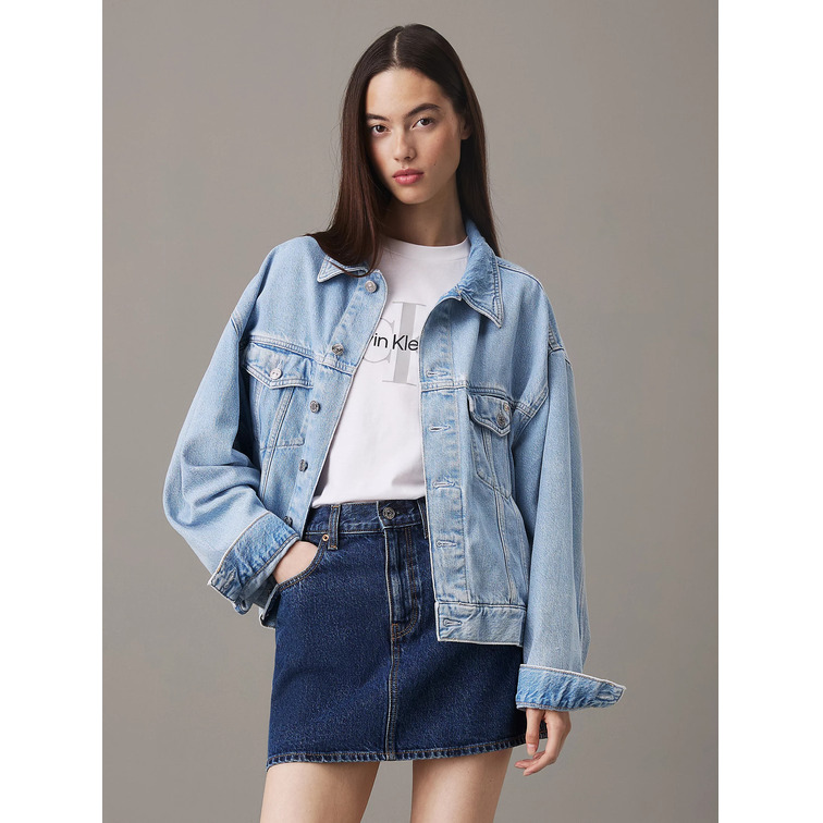 manteau femme  calvin klein boxy denim jacket