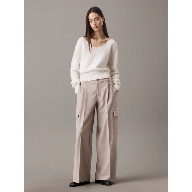 pantalon femme  calvin klein relaxed leg tailored pant