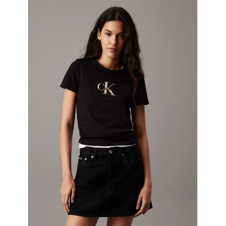 t-shirt femme  calvin klein gradient ck slim tee