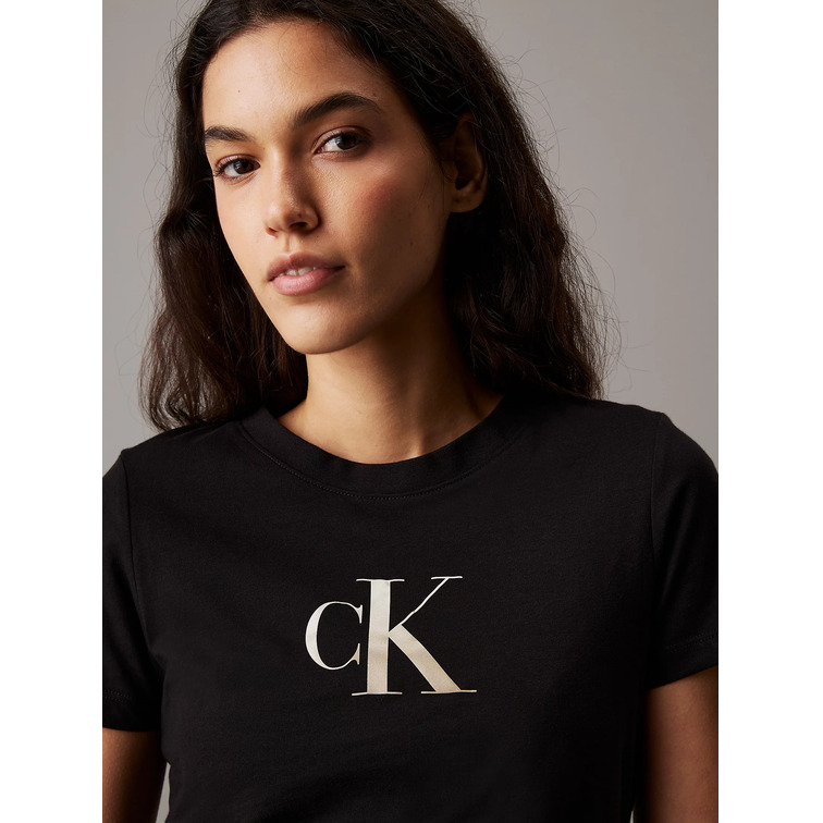 t-shirt femme  calvin klein gradient ck slim tee