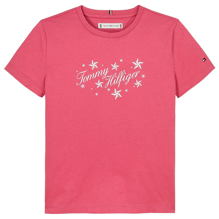 t-shirt fille  th tommy script glitter tee ss