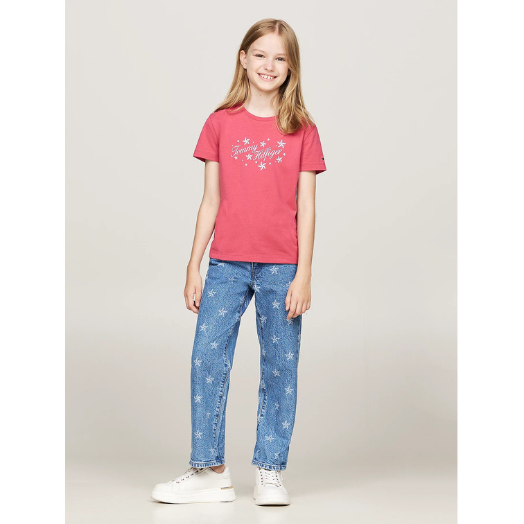 t-shirt fille  th tommy script glitter tee ss