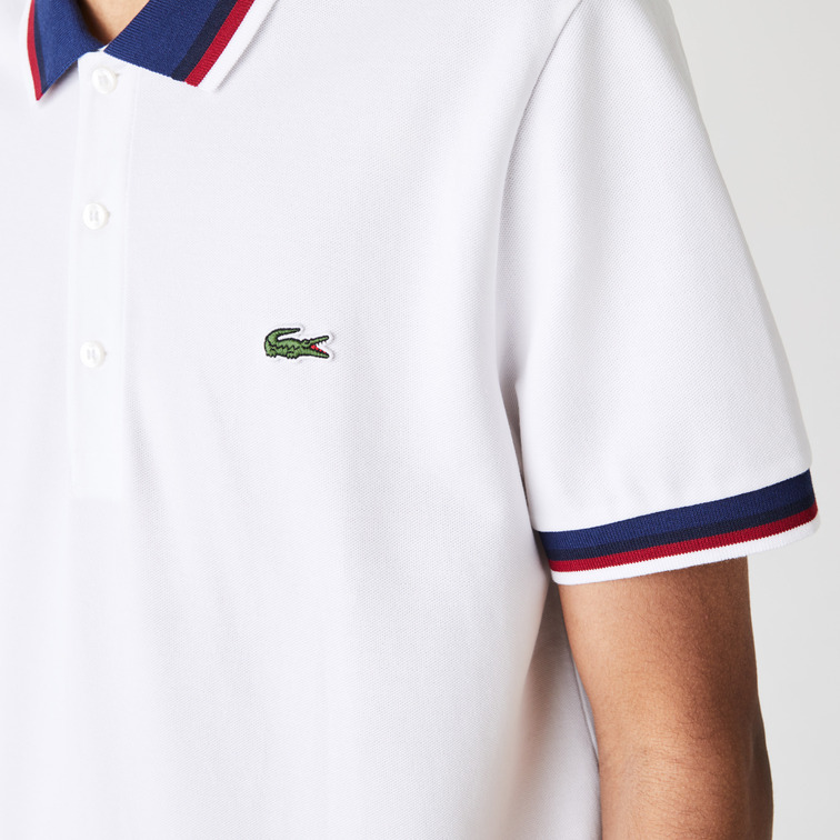 pôle homme  lacoste chemise col bord-cotes manches