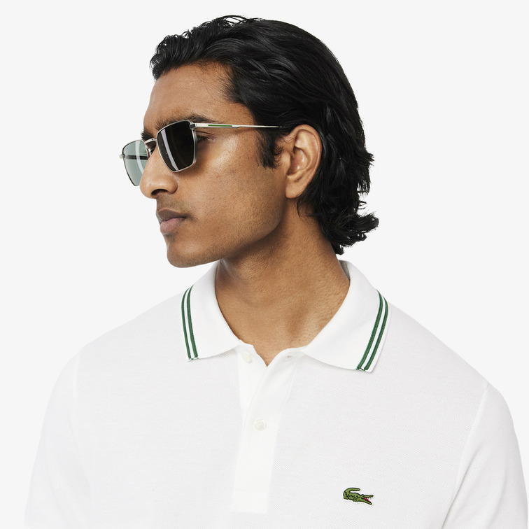 pôle homme  lacoste chemise col bord-cotes manches