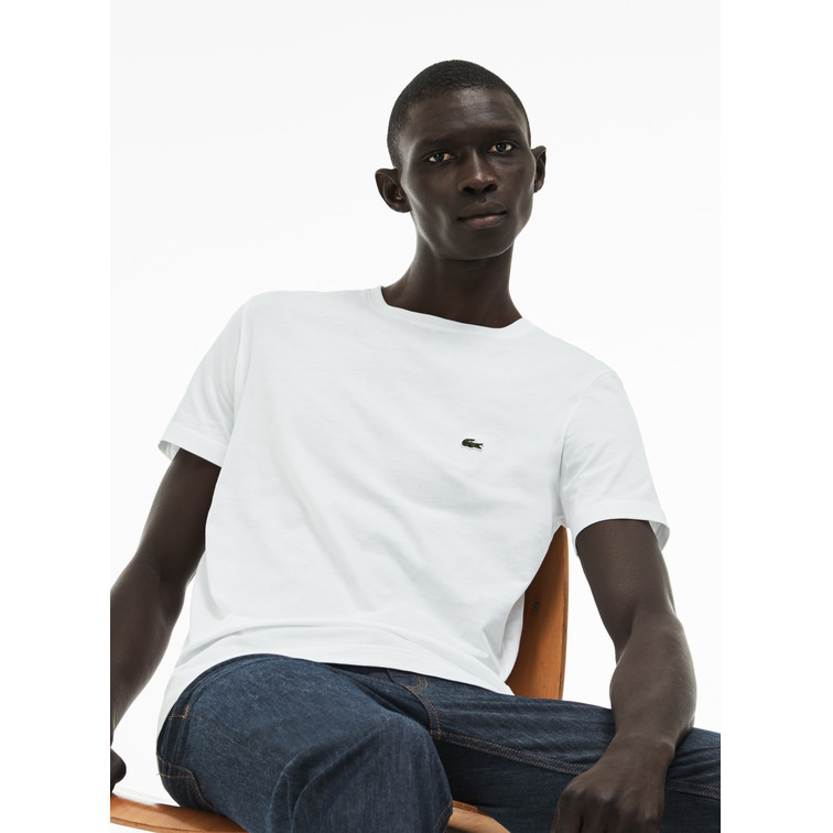 t-shirt homme  lacoste tee-shirt ras du cou manches c