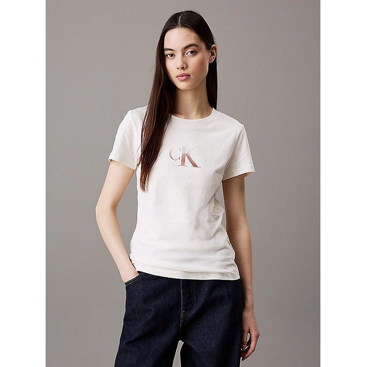 t-shirt femme  calvin klein gradient ck slim tee