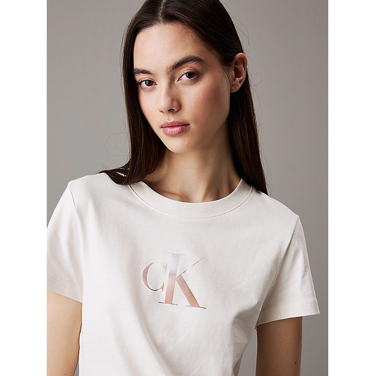 t-shirt femme  calvin klein gradient ck slim tee