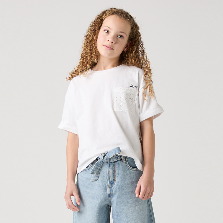 t-shirt fille  levi's lvg roll cuff meet and greet t